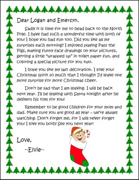 Val'S Outside Voice: Goodbye Letter To Elvie Pertaining To Goodbye Letter From Elf On The Shelf Template