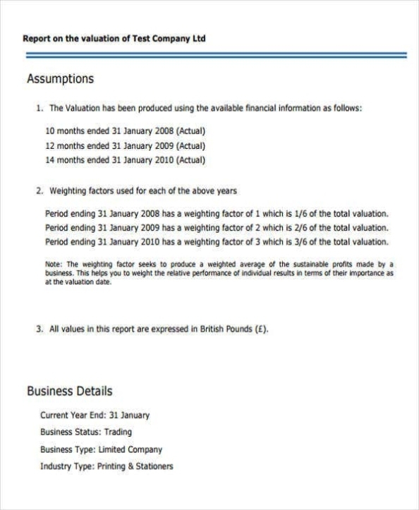 Valuation Report Templates – 14+ Free Word, Pdf, Apple Pages, Google In Business Value Assessment Template