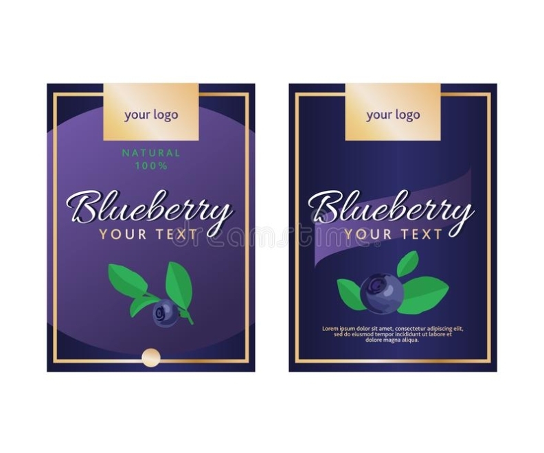 Vector Set Of Product Labels. Blueberry Template For Food Packaging Pertaining To Food Product Labels Template