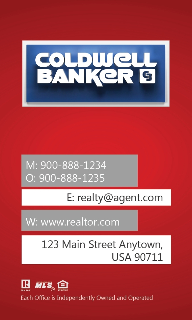 Vertical Red Coldwell Banker Business Card With Head Shot - Design #104443 Intended For Coldwell Banker Business Card Template