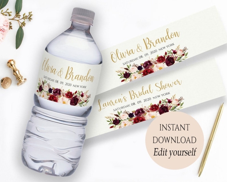 Water Bottle Label Template Instant Download Printable Custom – Etsy Pertaining To Template For Bottle Labels