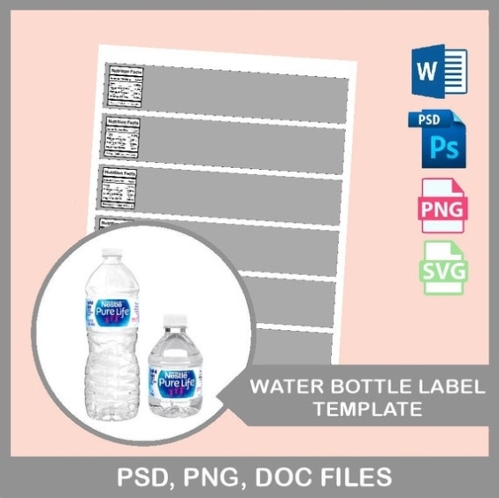 Water Bottle Label Template, Psd, Microsoft Word Doc Format, Blank With Water Bottle Label Template Free Word