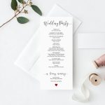 Wedding Church Programs, Printable Wedding Program Template, 4X9 Throughout Wedding Agenda Template