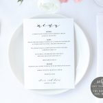 Wedding Menu Template 5X7, Elegant Script, Editable Instant Download Throughout Free Wedding Menu Template For Word