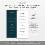 Wedding Menu Template, Elegant & Refined, Wedding Menu Printable For Wedding Menu Choice Template