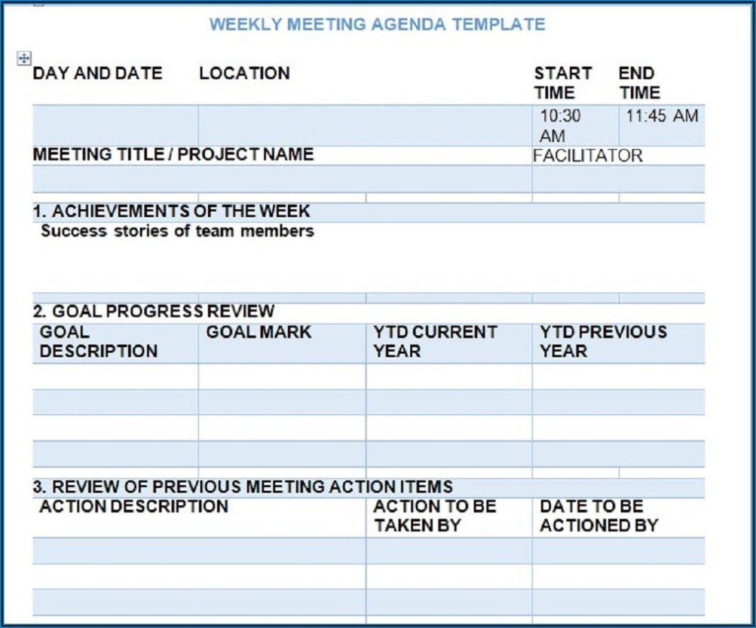 Weekly Operations Meeting Agenda Template - Templates : Resume Template Within Operations Meeting Template