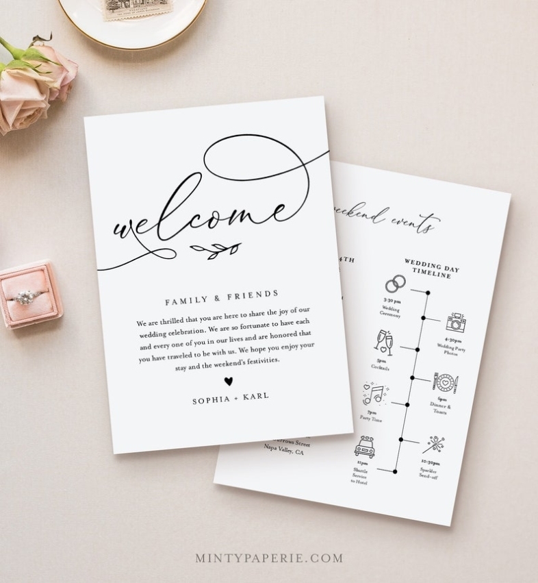 Welcome Bag Letter & Timeline Template Printable Wedding | Etsy India Pertaining To Welcome Bag Letter Template