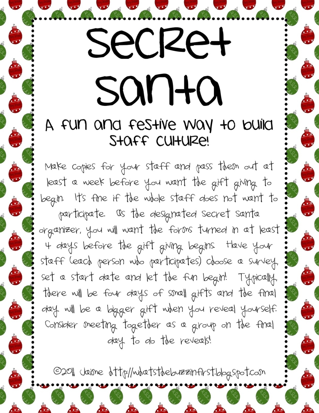What'S The Buzz In First: December 2011 For Secret Santa Letter Template