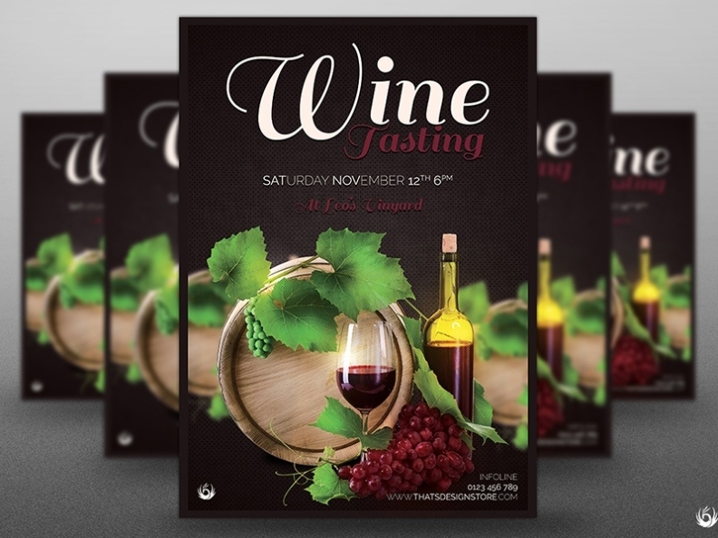Wine Tasting Flyer Template By Lionel Laboureur For Thats Design Store Intended For Wine Flyer Template