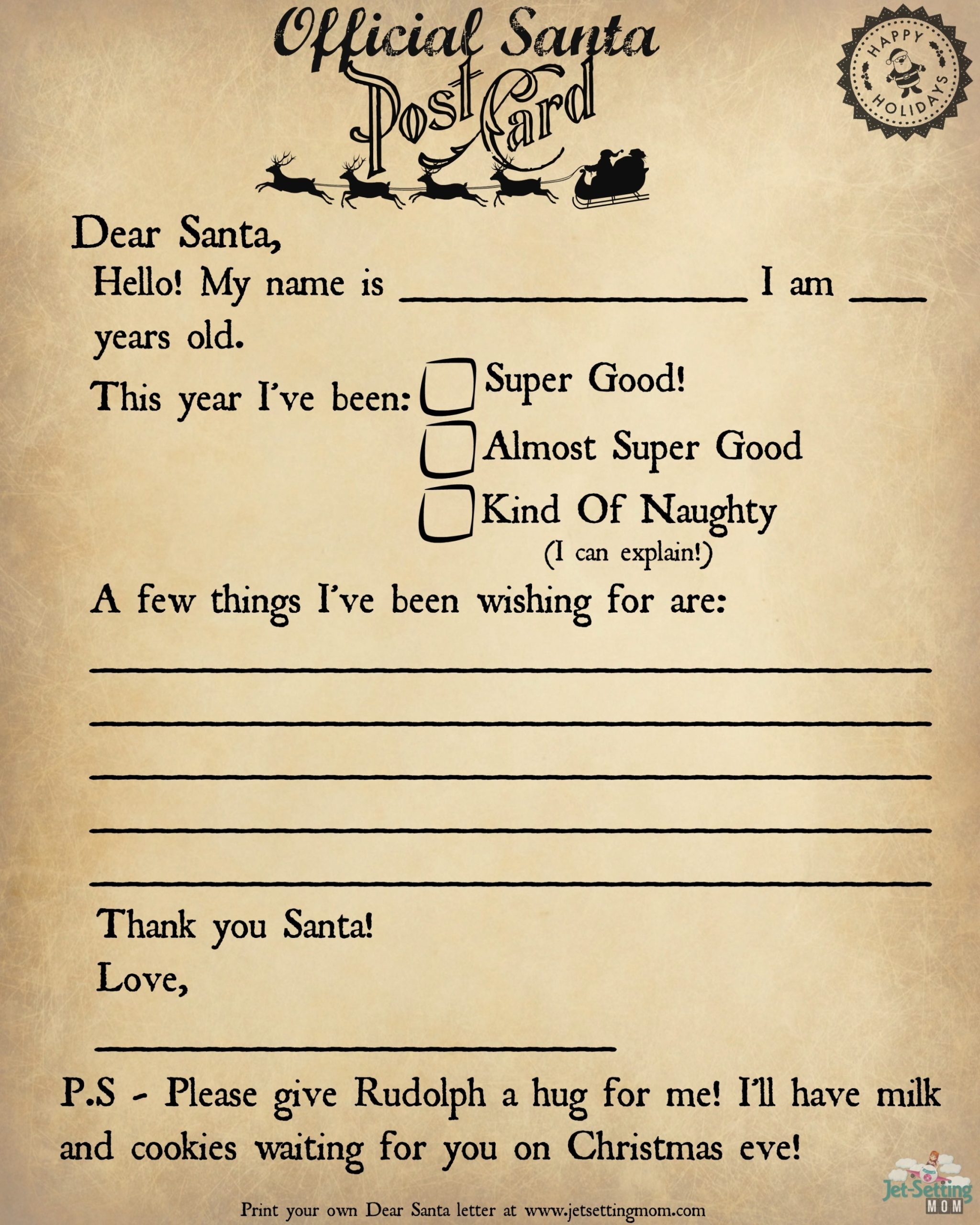 Write To Santa The Easy Way – Printable Letter To Santa – Jet Setting Mom Throughout Dear Santa Letter Template Free