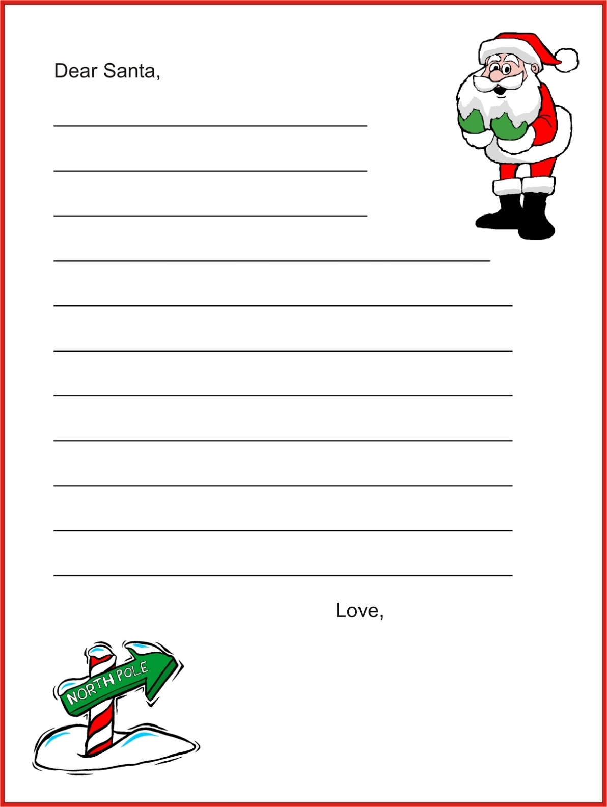 Xmas Coloring Pages For Santa Letterhead Template