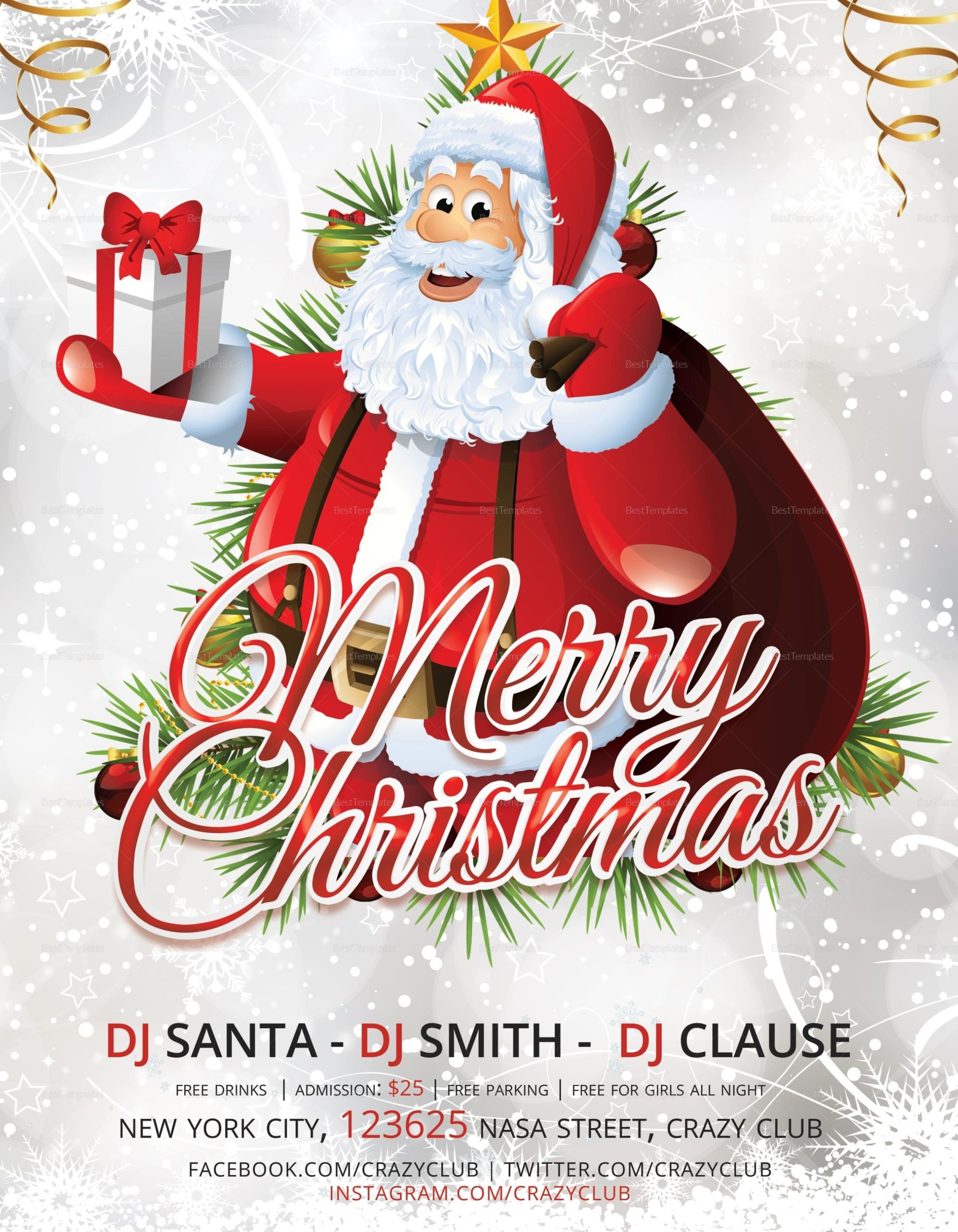 Xmas Party Flyer Template In Adobe Photoshop Intended For Free Holiday Flyer Templates