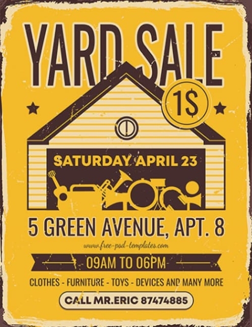 Yard Sale Free Flyer Template | Psd For Photoshop | Freepsdflyer In Yard Sale Flyers Free Templates